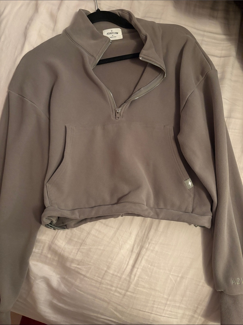 AZUR FIT Cropped Quarter-Zip Pullover in Taupe